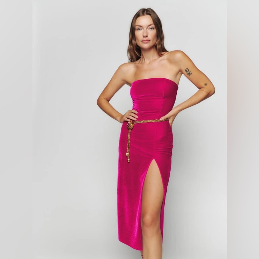 REFORMATION Camden Velvet Midi Dress